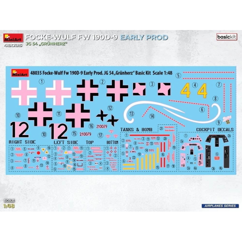 FOCKE-WULF FW 190D-9 EARLY PROD.JG 54 BASIC KIT 1:48 Miniart Kit Aerei Modellino
