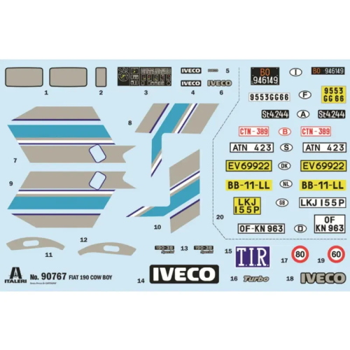 IVECO 190.38 COWBOY TURBO TRACTOR TRUCK 2-ASSI 1984 1:24 Italeri Kit Camion Modellino