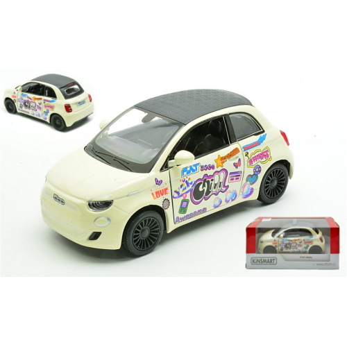 FIAT 500E "LIVERY EDITION" IVORY IN WINDOW BOX 1:32-38 CM 12 Kinsmart Modellismo Giocattolo Modellino