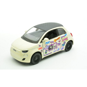 FIAT 500E "LIVERY EDITION" IVORY IN WINDOW BOX 1:32-38 CM 12 Kinsmart Modellismo Giocattolo Modellino