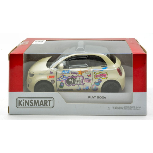 FIAT 500E "LIVERY EDITION" IVORY IN WINDOW BOX 1:32-38 CM 12 Kinsmart Modellismo Giocattolo Modellino