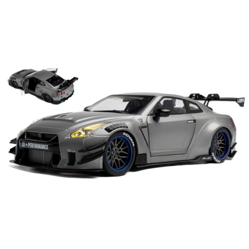 NISSAN GT-R (R35) W/LIBERTY WALK BODY KIT 2.0 2023 SILVER 1:18 Solido Auto Stradali Modellino