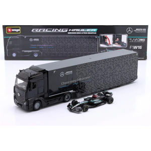 MERCEDES ACTROS GIGASPACE WITH F1 W15 N.63 G.RUSSELL 1:43 Burago Camion Modellino