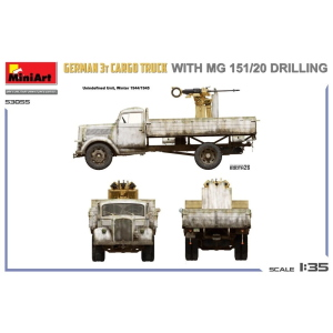 GERMAN 3T CARGO TRUCK WITH MG 151/20 DRILLING KIT 1:35 Miniart Kit Mezzi Militari Modellino