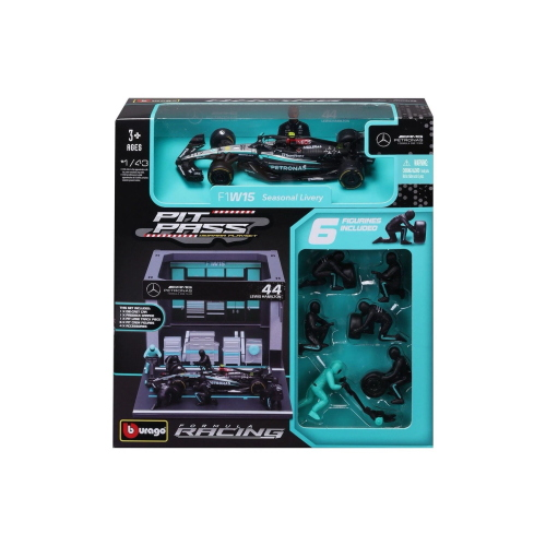 PIT STOP SET MERCEDES F1 W14 N.44 LEWIS HAMILTON 2023 1:43 Burago Formula 1 Modellino