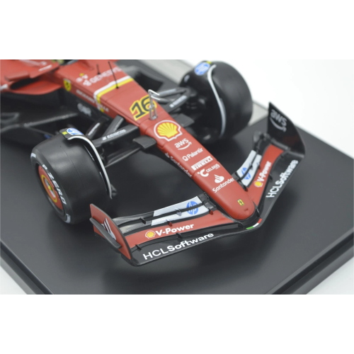 FERRARI SF-24 N.16 CHARLES LECLERC 2024 CON VETRINA 1:18 Burago Formula 1 Modellino