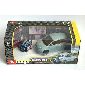 FIAT 500e FULL ELECTRIC 2021 WITH BICYCLE 1:24 Burago Auto Stradali Modellino