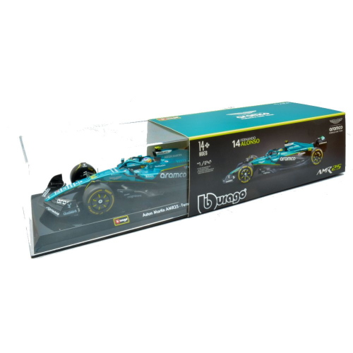 ASTON MARTIN AMR 25 N.14 2025 FERNANDO ALONSO SIGNATURE 1:24 Burago Formula 1 Modellino