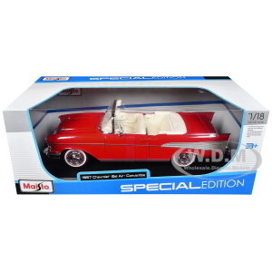 CHEVROLET BEL AIR CABRIO 1957 RED 1:18 Maisto Auto Stradali Modellino