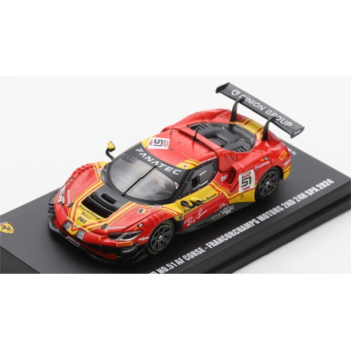 FERRARI 296 GT3 N.51 2ND 24H SPA 2024 ROVERA-RIGON-PIER GUIDI 1:64 Looksmart Auto Competizione Modellino