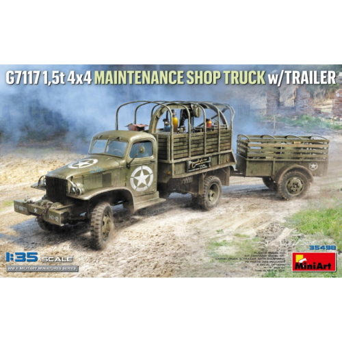 G7117 1,5 4X4 MAINTENANCE SHOP TRUCK W/TRAILER KIT 1:35 Miniart Kit Mezzi Militari Modellino