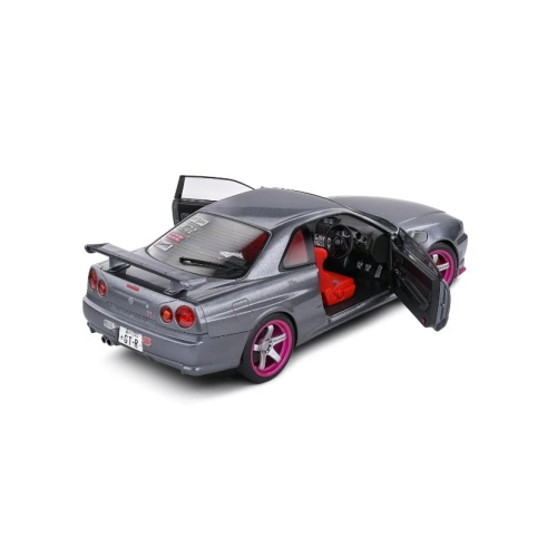 NISSAN SKYLINE GT-R (BNR34) COUPE 1999 GREY 1:18 Solido Auto Stradali Modellino