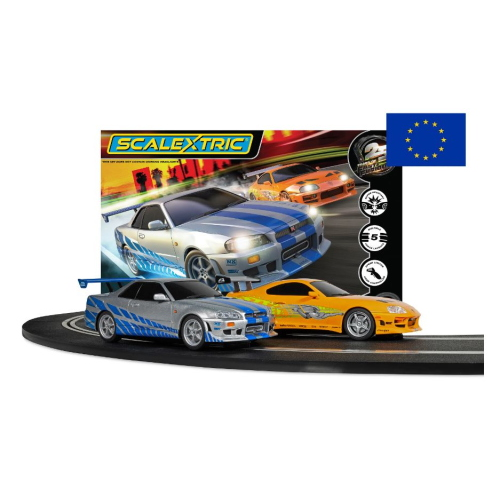 PISTA FAST & FURIOUS TOYOTA SUPRA & NISSAN R34 LUNGH.CM 158 1:32 Scalextric Slot Modellino