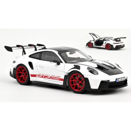 PORSCHE 911 GT3 RS WITH WEISSACH PACK 2022 WHITE/RED 1:18 Norev Auto Stradali Modellino