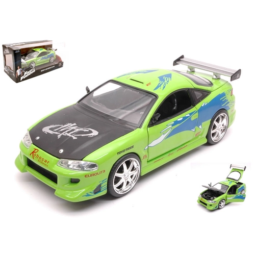 BRIAN'S MITSUBISHI ECLIPSE 1995 FAST & FURIOUS LIME GREEN 1:24 Jada Toys Movie Modellino