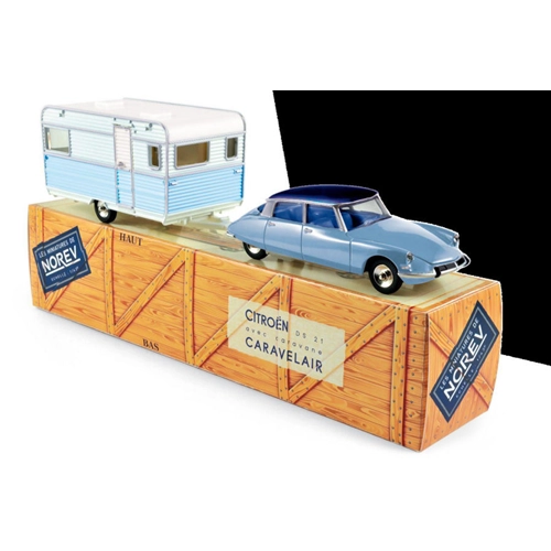 CITROEN DS 21 & CARAVANE BLEU MONTE CARLO & BLEU D'ORIENT 1:43 Norev Auto Stradali Modellino
