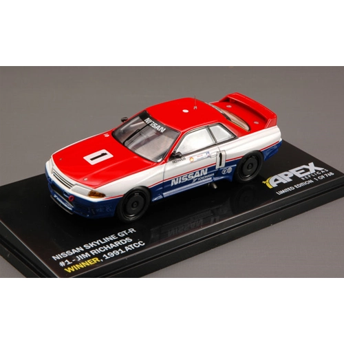 NISSAN SKYLINE GT-R N.1 WINNER ATCC 1991 JIM RICHARDS 1:43 Apex Replicas Auto Competizione Modellino