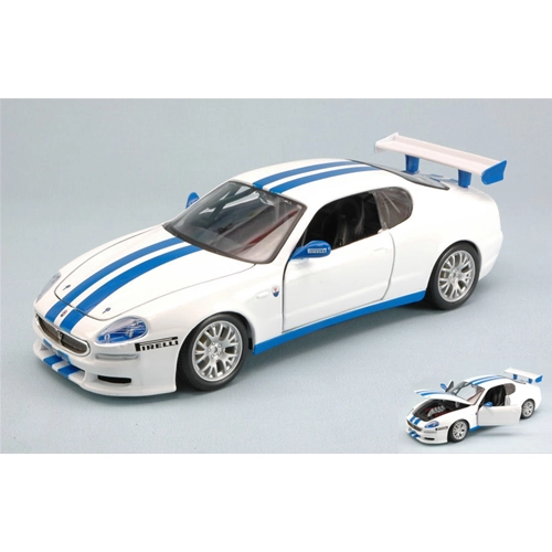 MASERATI TROFEO 2002 WHITE / BLUE STRIPES 1:24 Burago Auto Competizione Modellino
