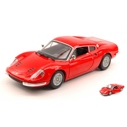 FERRARI DINO 246 GT 1969 RED 1:24 Burago Auto Stradali Modellino