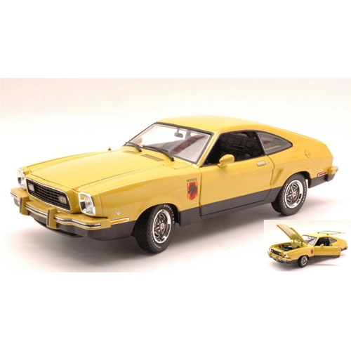 FORD MUSTANG II STALLION 1976 YELLOW/BLACK 1:18 Greenlight Auto Stradali Modellino