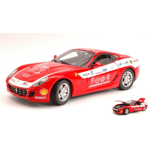FERRARI 599 GTB FIORANO PANAMERICAN TOUR 2006 RED 1:18 Hot Wheels Auto Stradali Modellino