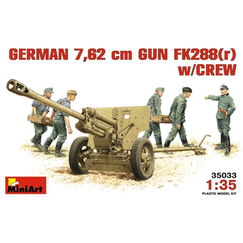 GERMAN 7,62 cm GUN FK288 WITH CREW KIT 1:35 Miniart Kit Figure Militari Modellino