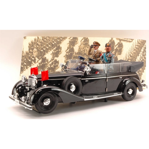 MERCEDES 770 K 1938 CABRIO BLACK WITH FIGURES HIT. + MUS. 1:18 Signature Auto d'Epoca Modellino