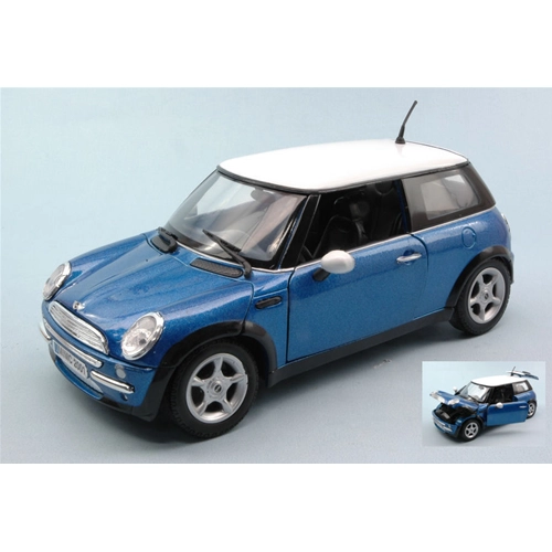 MINI COOPER 2001 BLUE/WHITE 1:18 MotorMax Auto Stradali Modellino