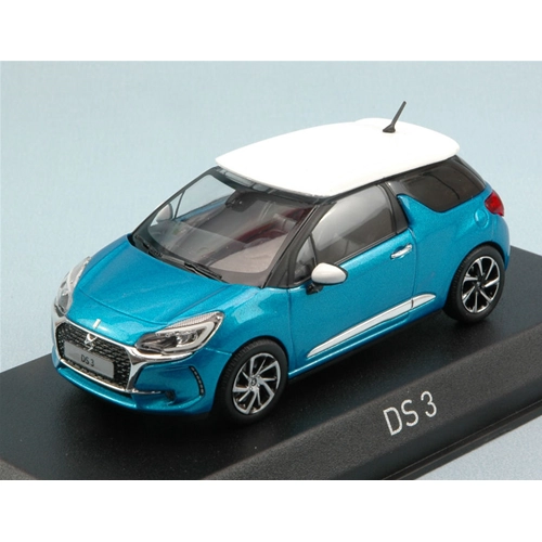 CITROEN DS 3 2016 METALLIC BLUE WITH WHITE ROOF 1:43 Norev Auto Stradali Modellino