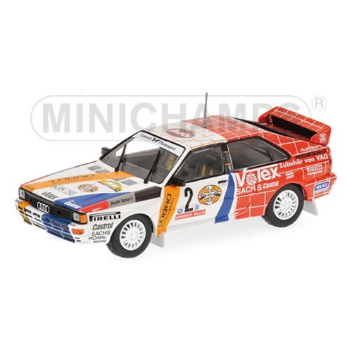 AUDI QUATTRO N.2 WINNER HUNSRUCK RALLY 1984 DEMUTH/LUX 1:43 Minichamps Auto Rally Modellino