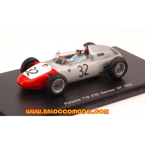 PORSCHE 718 H.WALTER 1962 N.32 14th GERMAN GP 1:43 Spark Model Formula 1 Modellino