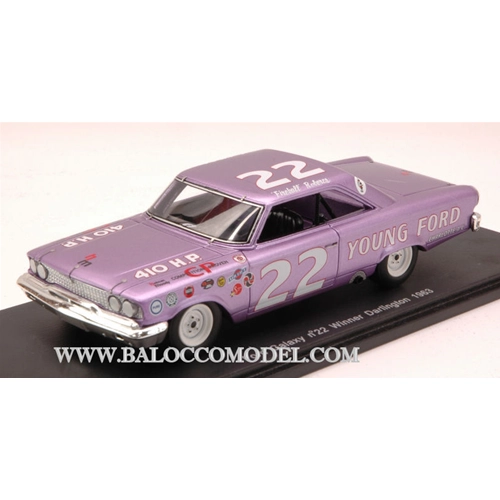 FORD GALAXY N.22 WINNER DARLINGTON 1963 FIREBALL ROBERTS 1:43 Spark Model Auto Competizione Modellino