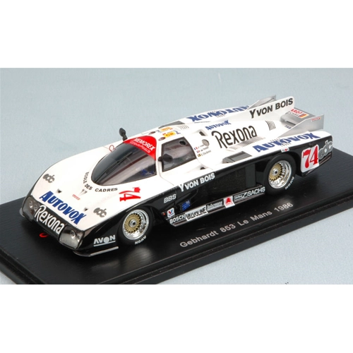 GEBHARDT 853 N.74 ACCIDENT LM 1986 DICKENS-P.DE THOYSY-J-F YVON 1:43 Spark Model Auto Competizione Modellino