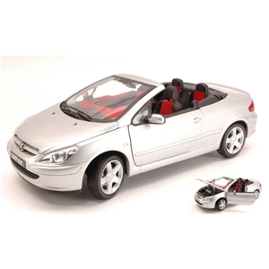 PEUGEOT 307 CONVERTIBLE CABRIO 2003 SILVER 1:18 Solido Auto Stradali Modellino