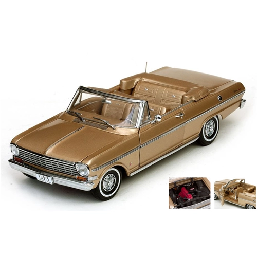 CHEVROLET NOVA OPEN CONVERTIBLE 1963 SADDLE TAN 1:18 SunStar Auto Stradali Modellino