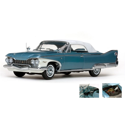 PLYMOUTH FURY CLOSED CONVERTIBLE 1960 METALLIC BLUE WITH WHITE ROOF 1:18 SunStar Auto Stradali Modellino