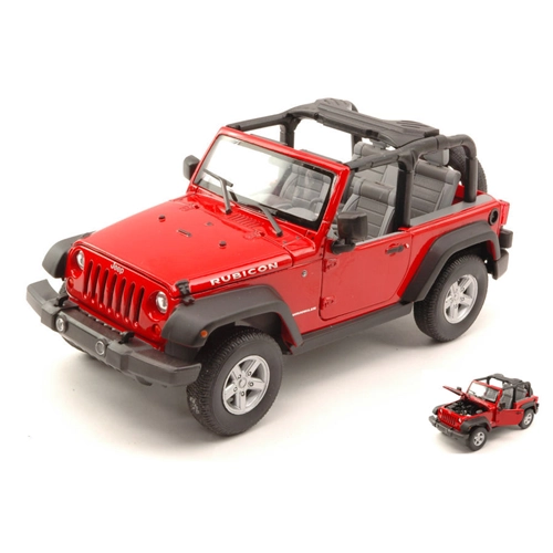 JEEP WRANGLER RUBICON 2007 OPEN RED 1:24 Welly Auto Stradali Modellino