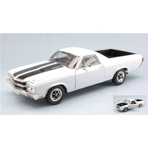 CHEVROLET EL CAMINO 1970 WHITE WITH BLACK STRIPES 1:18 Welly Auto Stradali Modellino