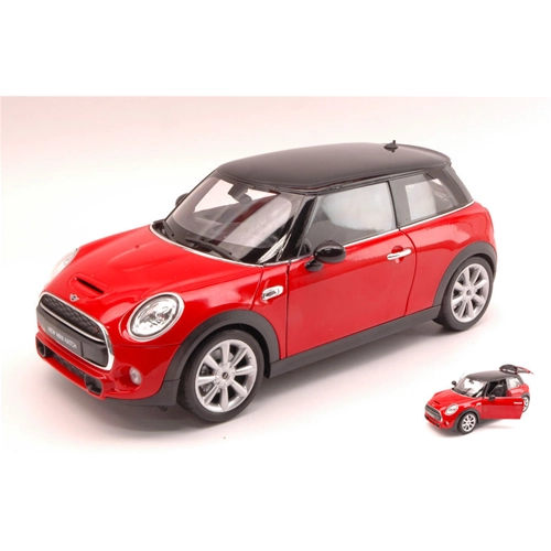 NEW MINI HATCH 2014 RED WITH BLACK ROOF 1:18 Welly Auto Stradali Modellino