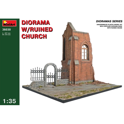 DIORAMA WITH RUINED CHURCH KIT 1:35 Miniart Kit Diorami Modellino