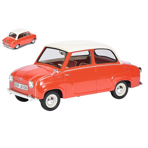 GOGGOMOBIL 1955 RED WITH WHITE ROOF 1:18 Schuco Auto Stradali Modellino