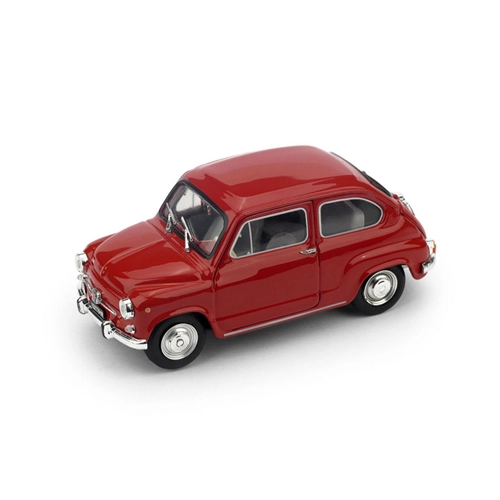 FIAT 600 D FANALONE 1965 ROSSO MEDIO UPD 1:43 Brumm Auto Stradali Modellino
