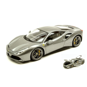 FERRARI 488 GTB 2015 GREY METALLIC SIGNATURE WITH SHOWCASE 1:18 Burago Auto Stradali Modellino
