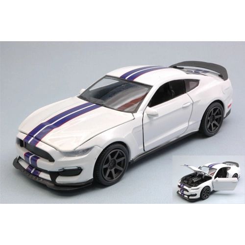 FORD SHELBY GT350R 2016 WHITE WITH BLUE STRIPES 1:24 New Ray Auto Stradali Modellino