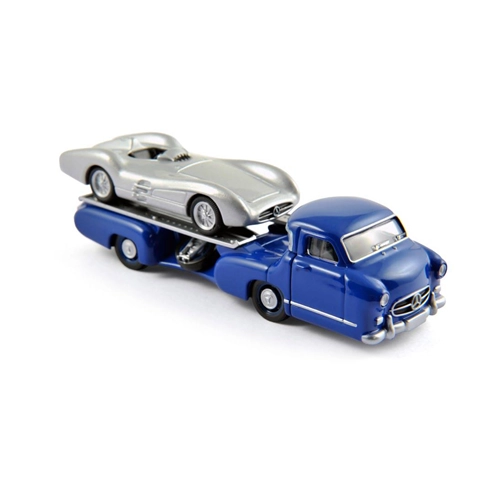 MERCEDES REENNTRANSPORTER 1954 + W196 1:64 Norev Camion Modellino