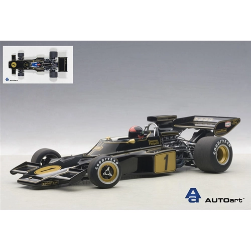 LOTUS 72E E.FITTIPALDI 1973 N.1 WITH FIGURINO PILOTA 1:18 AutoArt Formula 1 Modellino