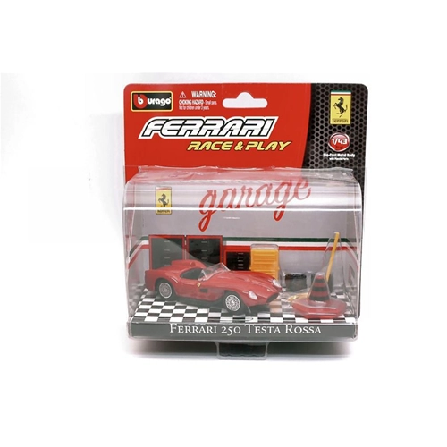 FERRARI 250 TESTA ROSSA RED IN BLISTER CON ACCESSORI 1:43 Burago Auto Stradali Modellino