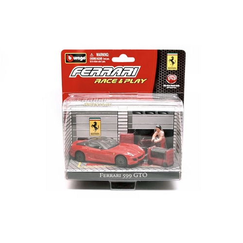 FERRARI 599 GTO RED IN BLISTER CON ACCESSORI 1:43 Burago Auto Stradali Modellino