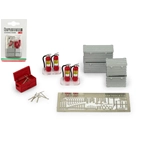 SET ACCESSORI 4 ESTINTORI + 5 CASSETTE ATTREZZI 1:43 Brumm Art.Vari Modellino