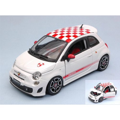 FIAT NUOVA 500 ABARTH 2008 WHITE 1:24 Burago Auto Stradali Modellino